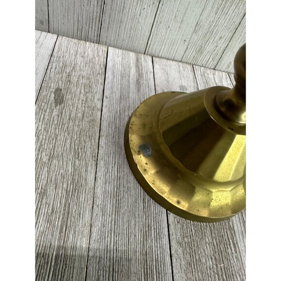 Vintage Brass Large Pillar Candle Stick Holder Scalloped Top 15" Tall Home Decor - Picture 6 of 8